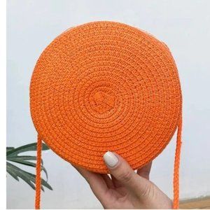 Mini  Orange Straw Bag